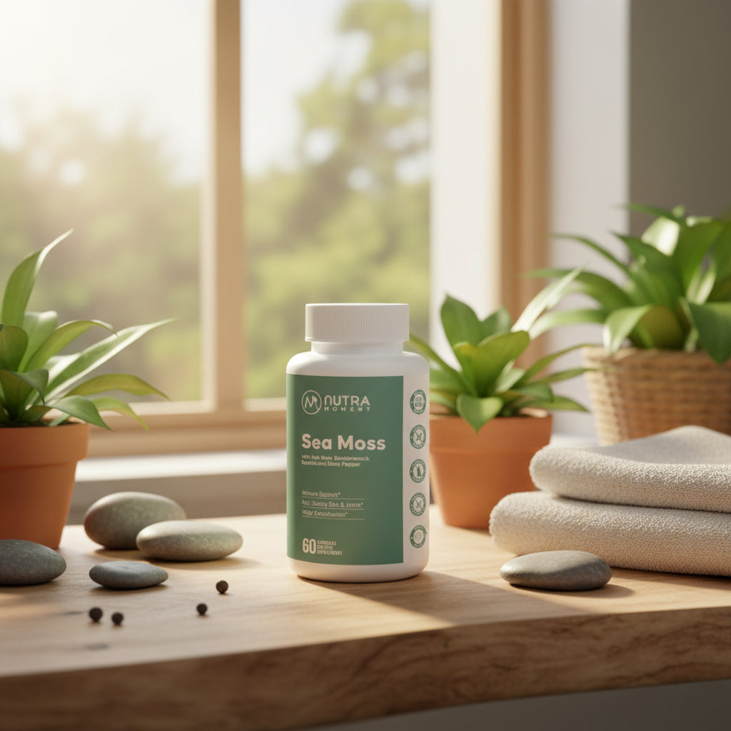 Organic Sea Moss with natural minerals and nutrients for immune support and wellness"