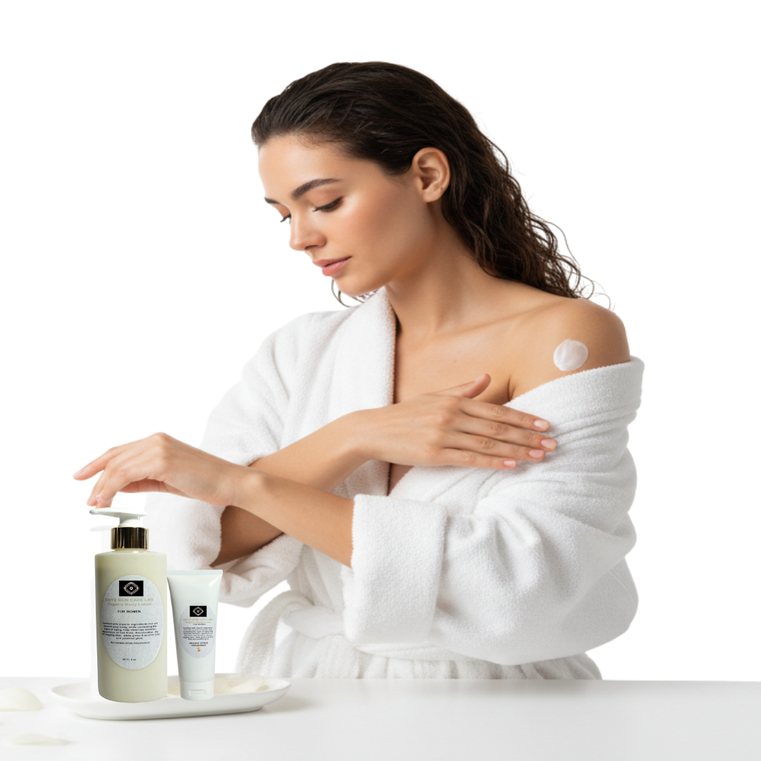 Organic lotion texture with natural ingredients for smooth silky skin