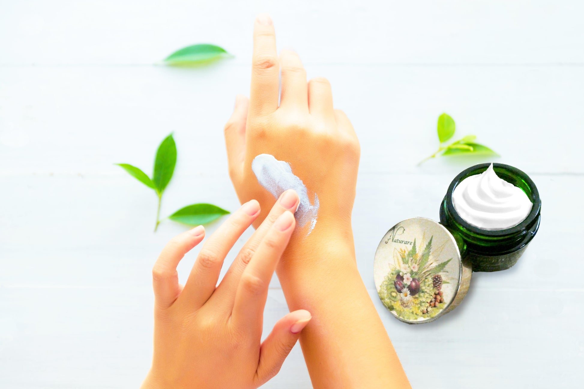 Breast beauty cream showing rich organic formula for skin elasticity and hydration